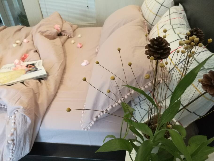 宜家双人床,房东自家清洗一客一换,您会对舒适,干净,放心有感同身受的领悟呢!