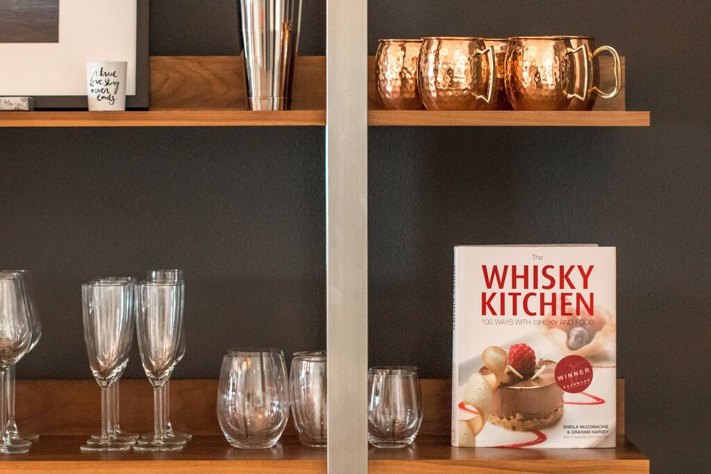 You'll have access to premium barware should you enjoy a nice drink. Guests are encouraged to enjoy the stocked bar and also encouraged to give back to future guests.