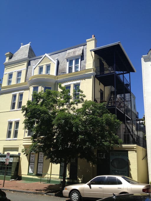 There is a large terrace off the kitchen in the back of the apartment