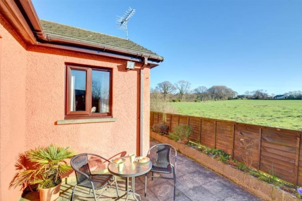 Patio area over looking fields