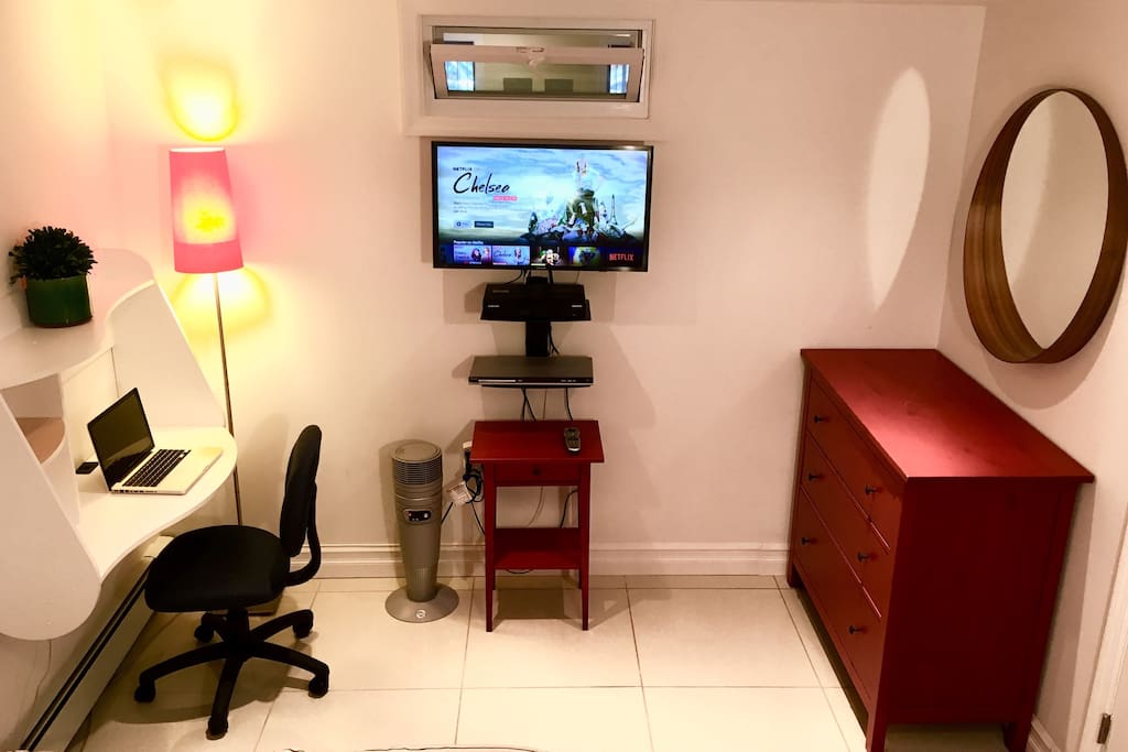 The room is very comfortable and has special plugs for your phone and computer.