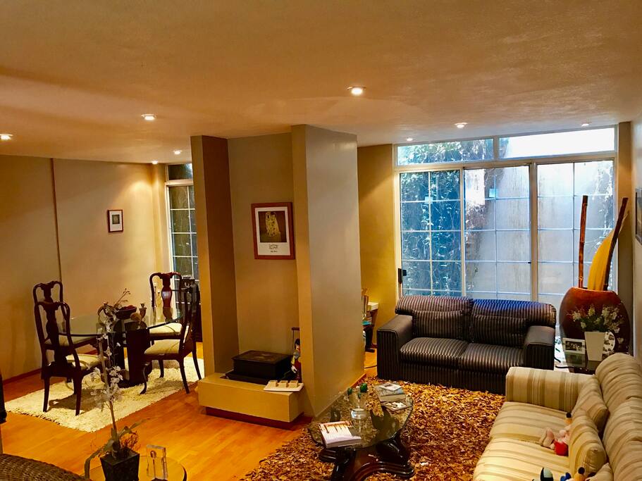 Living room and dining room.