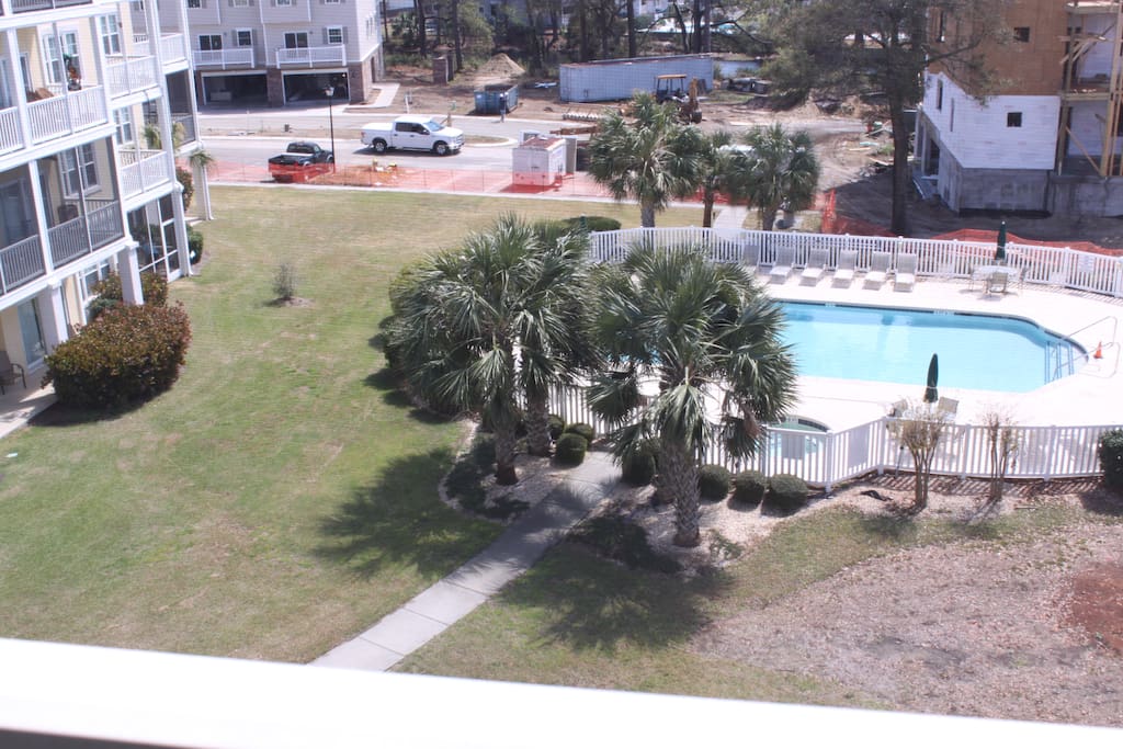 View of pool from porch