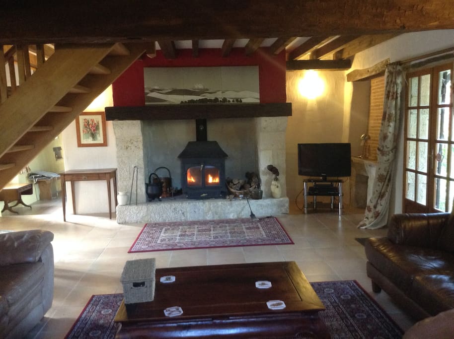 Lounge area with log burner