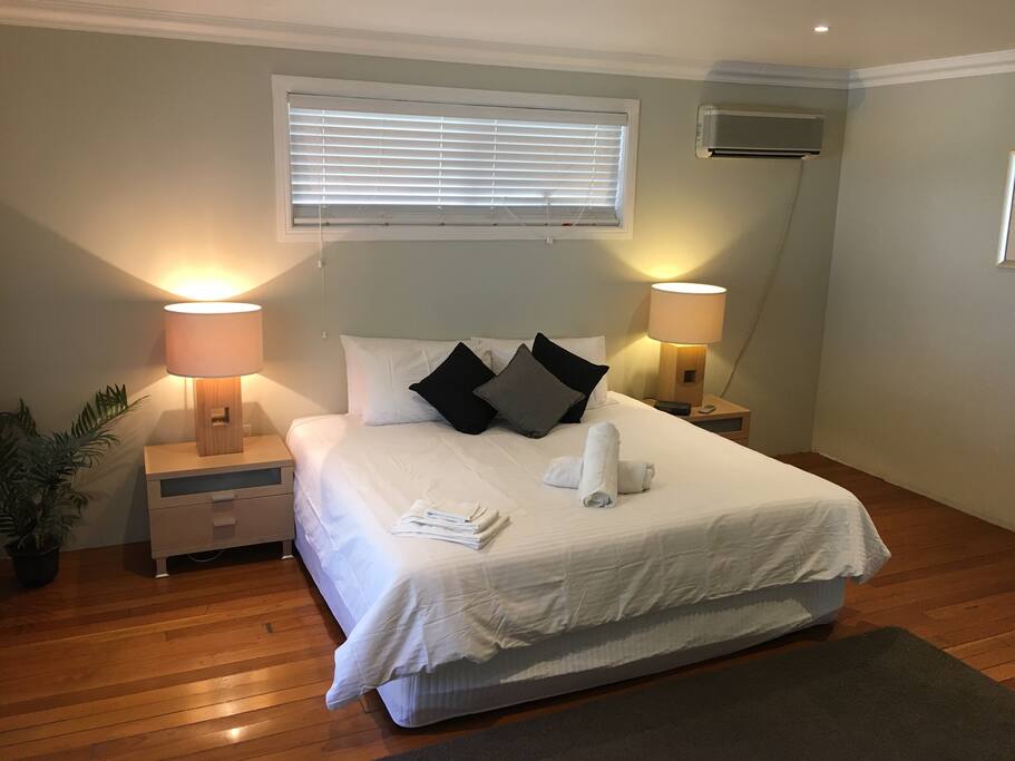 Heaps of space for an extra mattress on the floor or portacot which we can provide on request for no extra charge!! Would suit a couple with baby/toddler :)