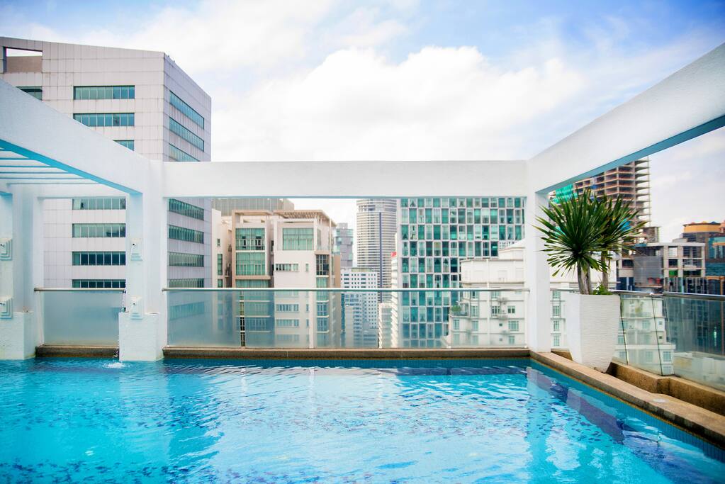 My rooftop pool with infinity city view