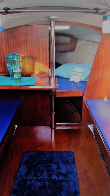 Access to the front Cabin. The Cabin with the V-Berth and a toilet. Just to sleep, 1,35 height