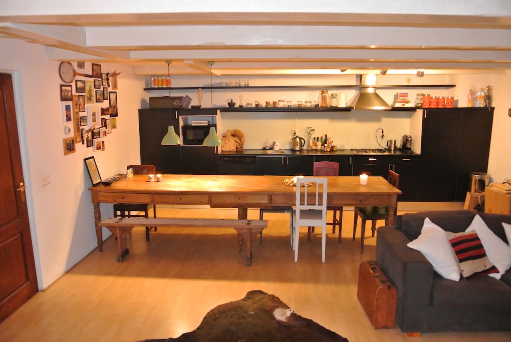 Living room with open kitchen