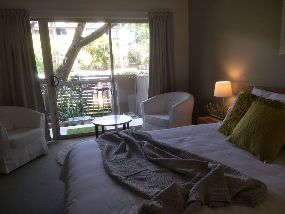 View of private courtyard from bedroom