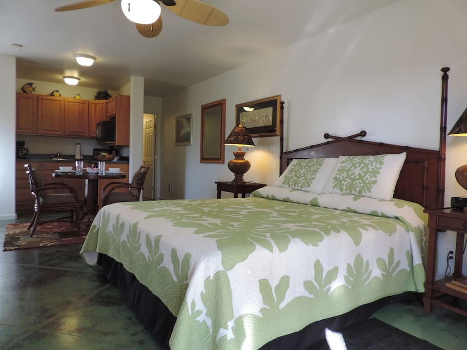 View of Bed & Kitchenette