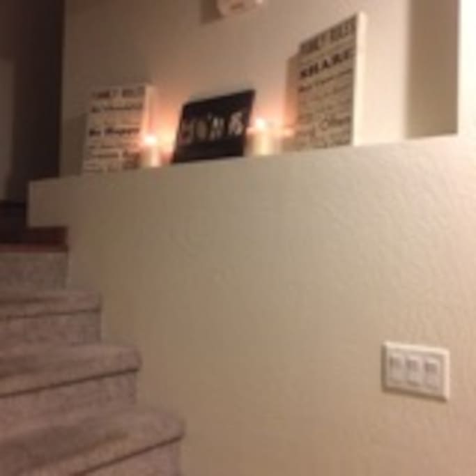 Stairway to upstairs rooms with lots of privacy.