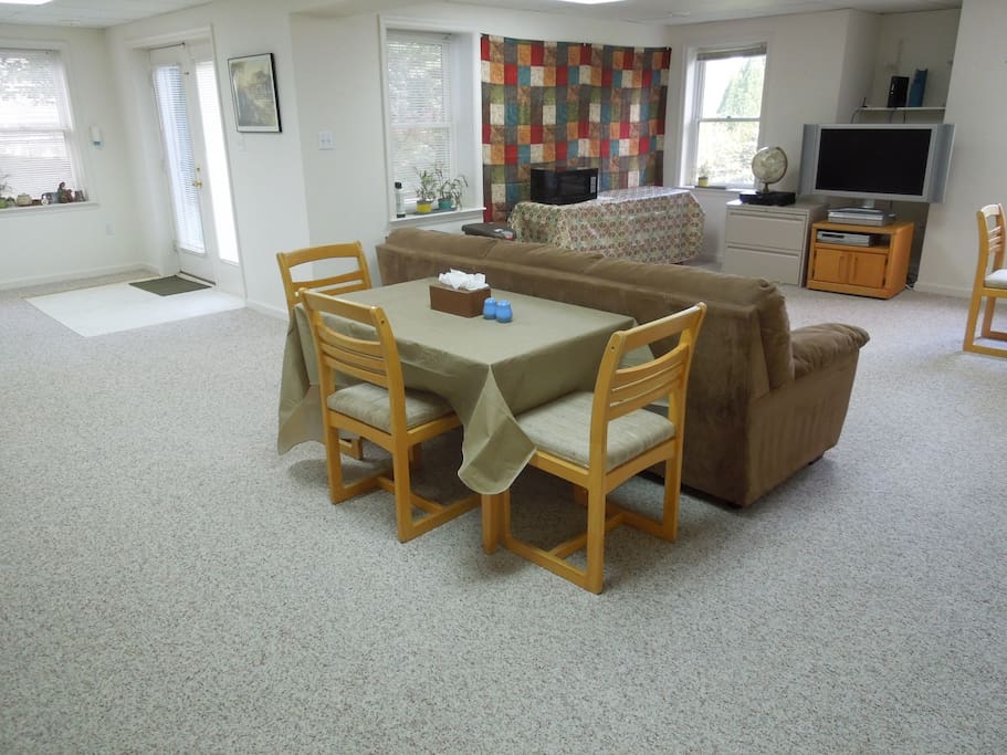Dining table and wide screen tv