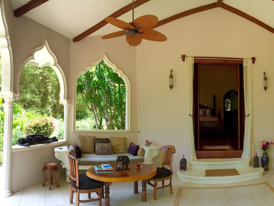 Your outdoor living space is immersed in nature and is a tranquil spot to enjoy morning coffee while listening to the sounds of Howler Monkeys and Toucans, and to relax in the evenings to the surf's far off gentle rhythms.