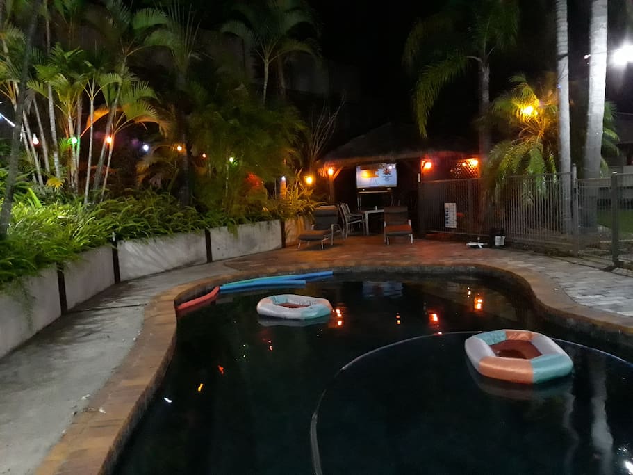 Relax & watch TV or go for a swim in the pool in the outdoor area