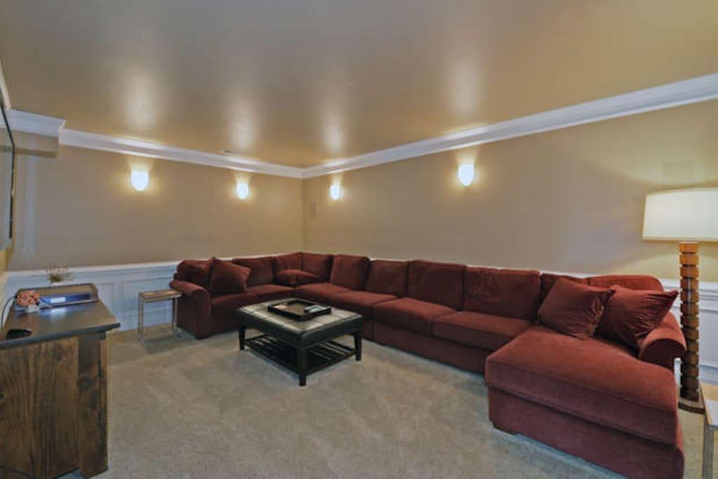 Fabulously comfy downstairs media room - seats 10 plus for pajama nights watching movies with popcorn:)
