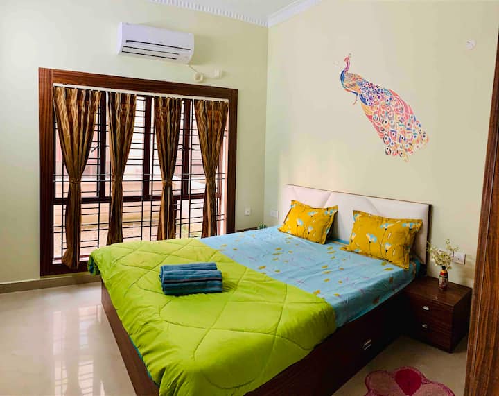 Ground floor bedroom with attached washroom. All rooms are air conditioned