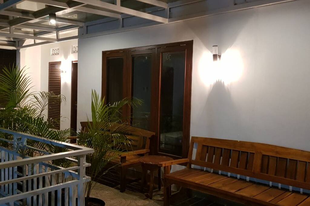 Second floor balcony seating area.