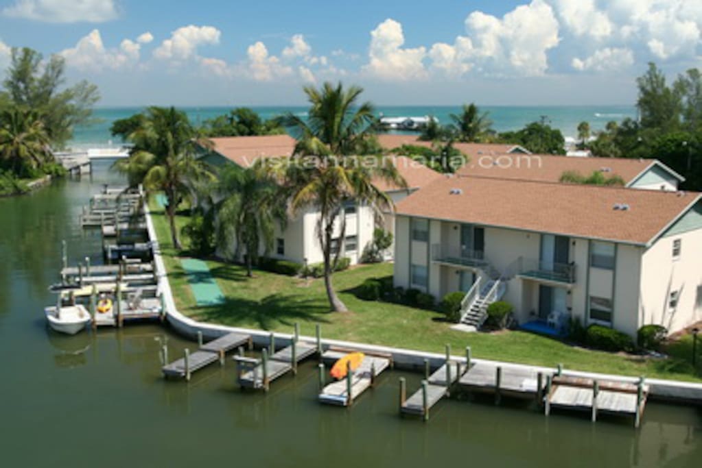 This unit is the lower left of the bldg shown at right. Your dock is 10 steps out your back door.