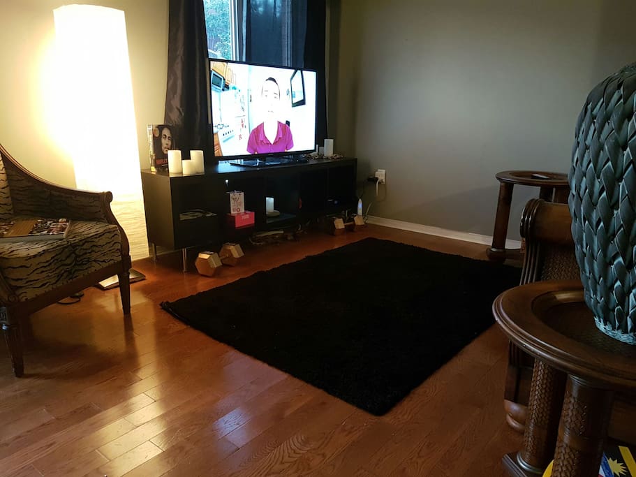 Living room area with TV, apple TV, strong wifi, comfy seats. Feel free to have cocktails here.