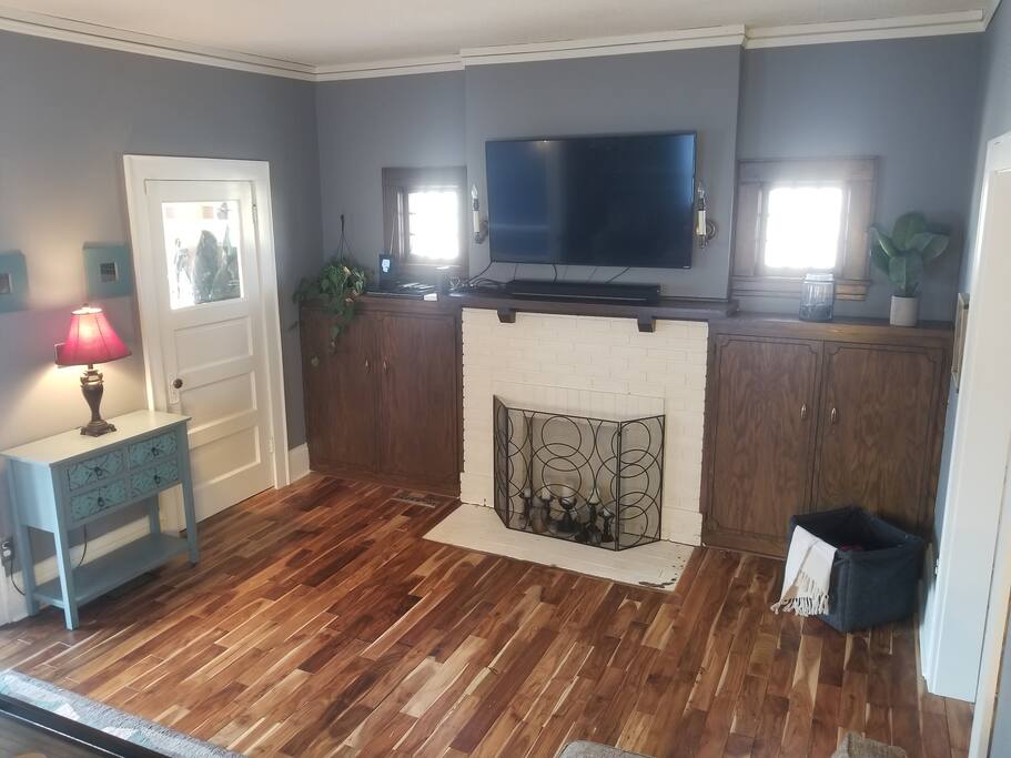 Our 55" smart TV is available for your use- includes Netflix/Amazon/Hulu connectivity, most popular channels through Sling and rabbit ears, plus a plethora of DVDs to choose from.