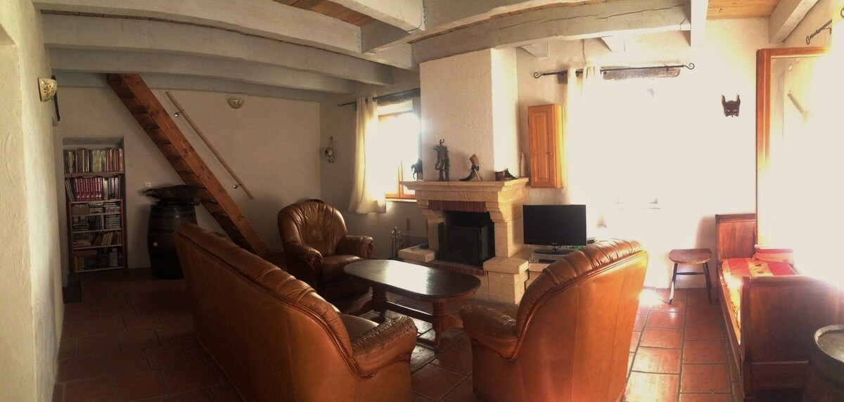 Udoban dnevni boravak oko kamina