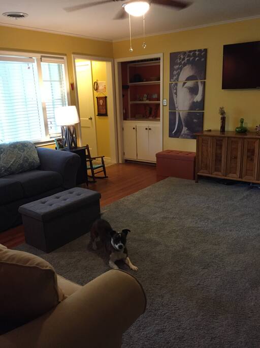 View of the living room from the hallway