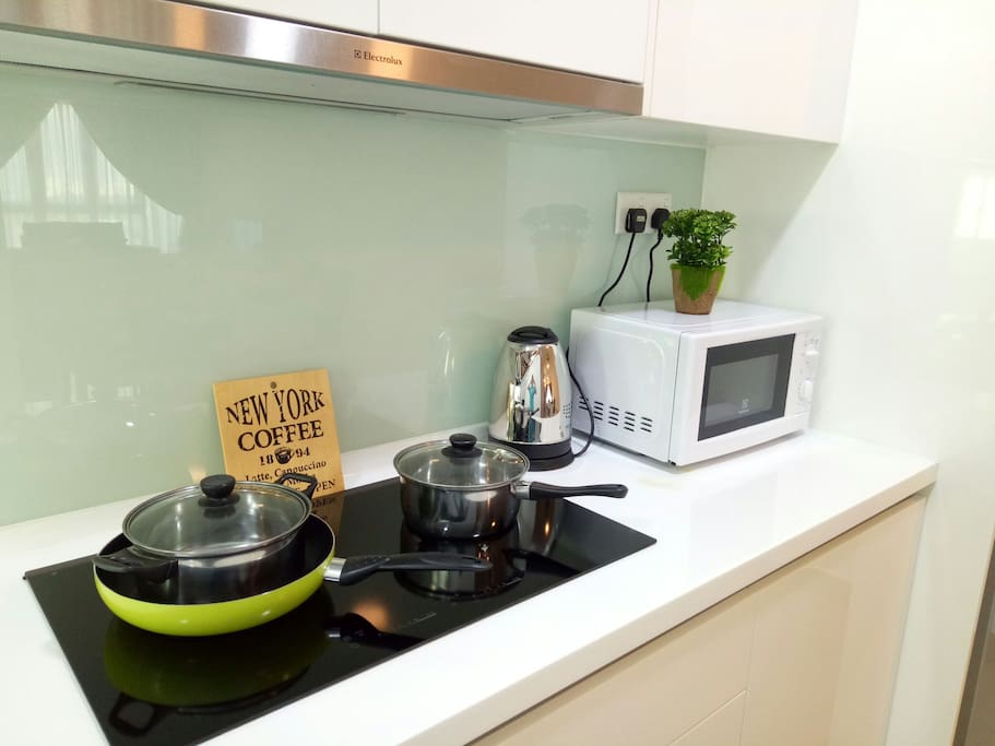 Basic Cooking Utensils, Pot, Microwave and electric kettle are provided