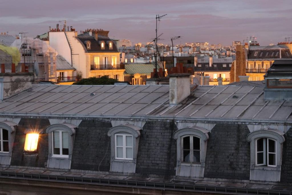 Vue sur les toits de Paris depuis tout l'appartement