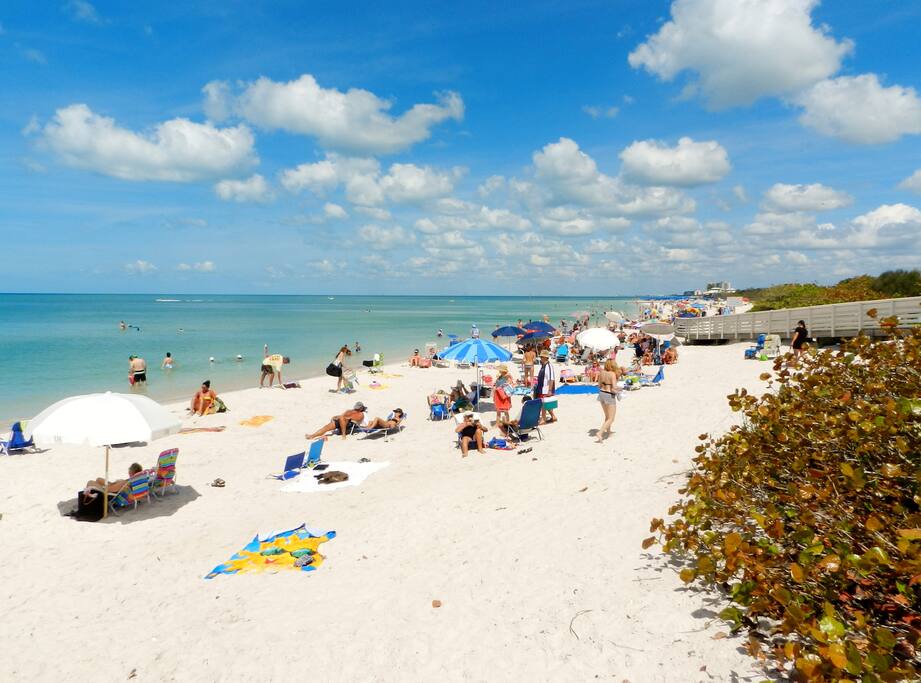 Beautiful white sand Clam Pass beach is only 0.6 miles away