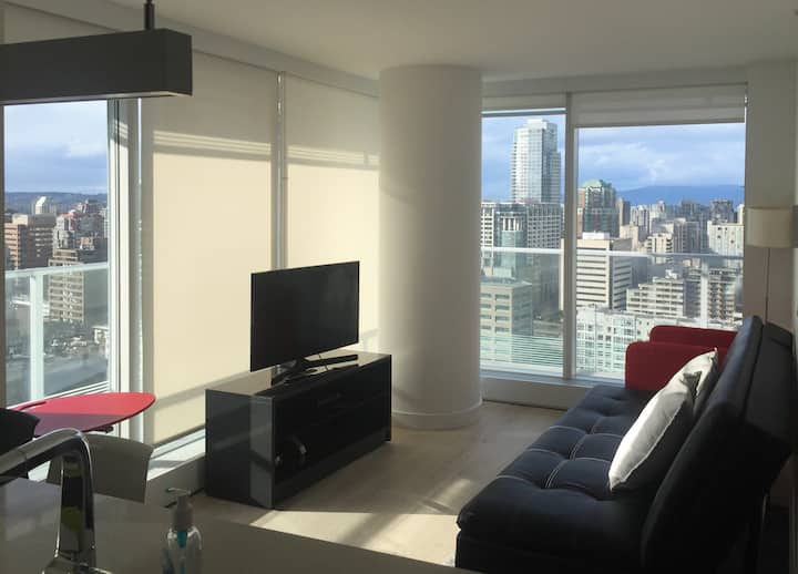 Salon avec canapé-lit et télévision disponible