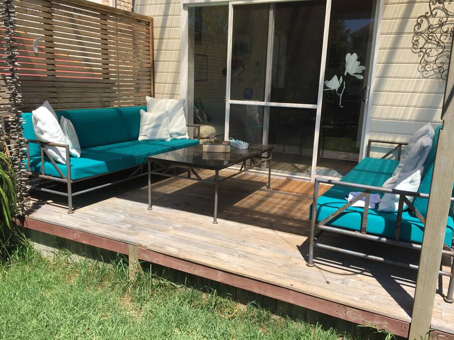 Private deck with sun lounges & BBQ