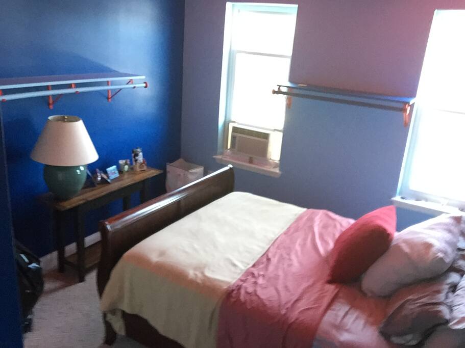 Clean, friendly space, with morning sun. New curtains hanging...