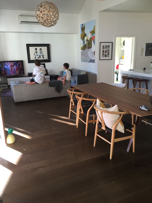 Dining area and living space, lead out onto porch and garden