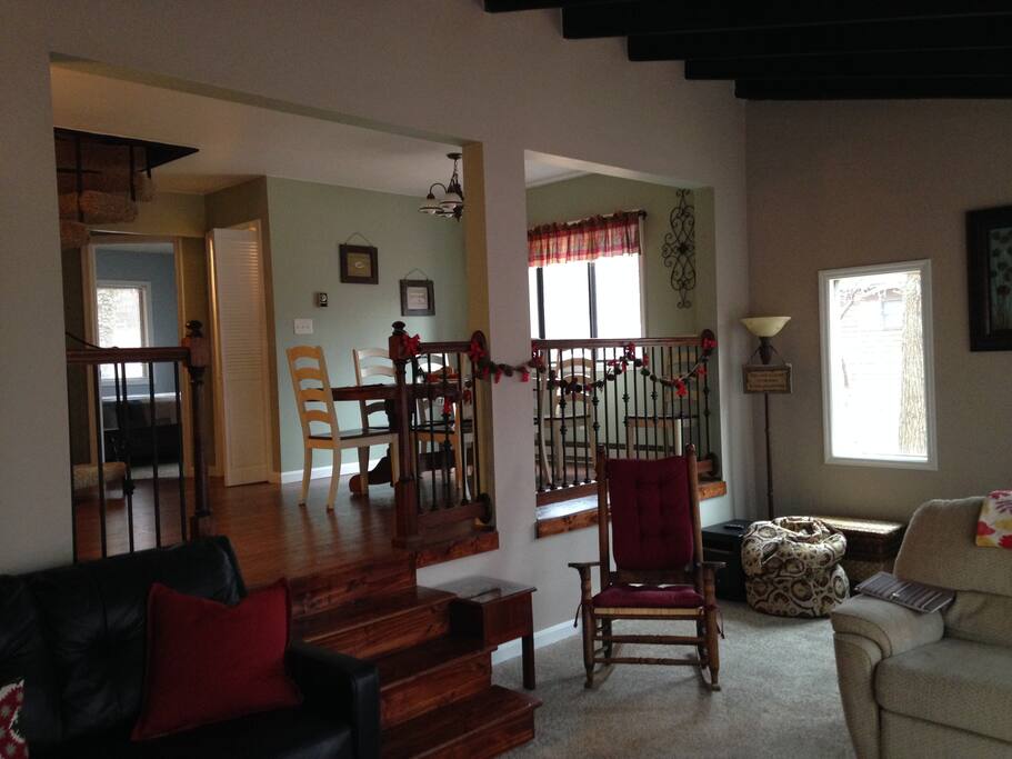 Open concept living, dining