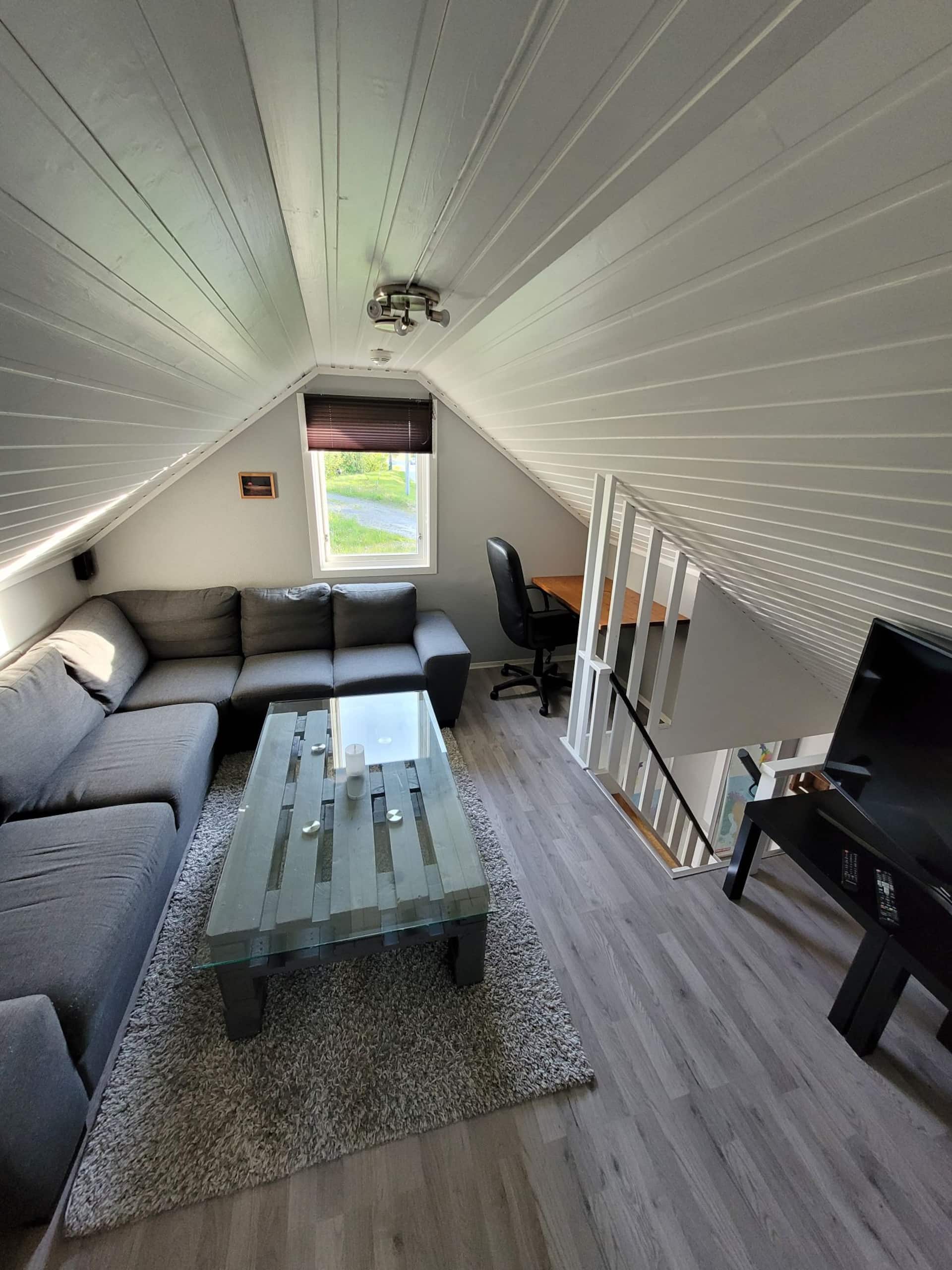 Small apartment in the garage attic.