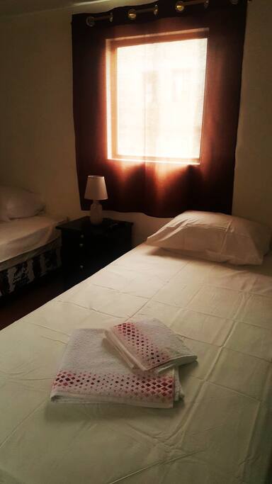 Single beds and clean towels provided