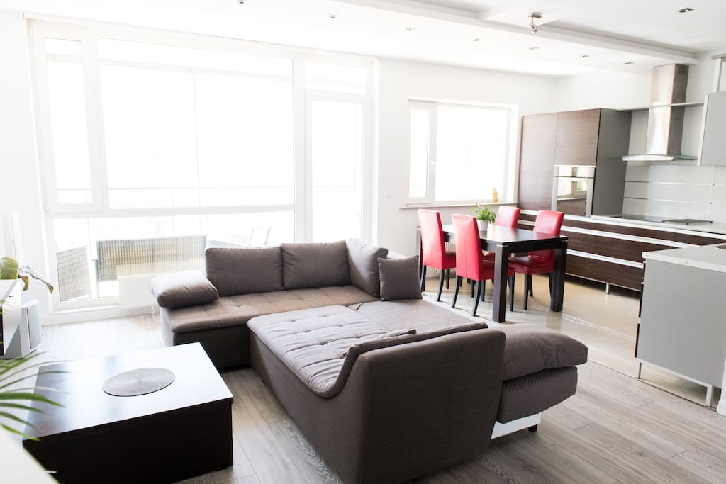 Living room with kitchen