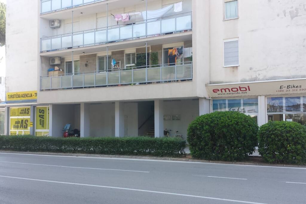 The entrance to the building