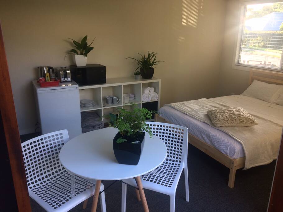 1st Bedroom with kitchen Facilities and big slighting door to garden