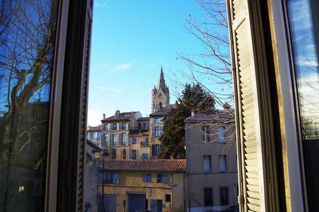 View from the bedroom window - Church St Jean de Malte