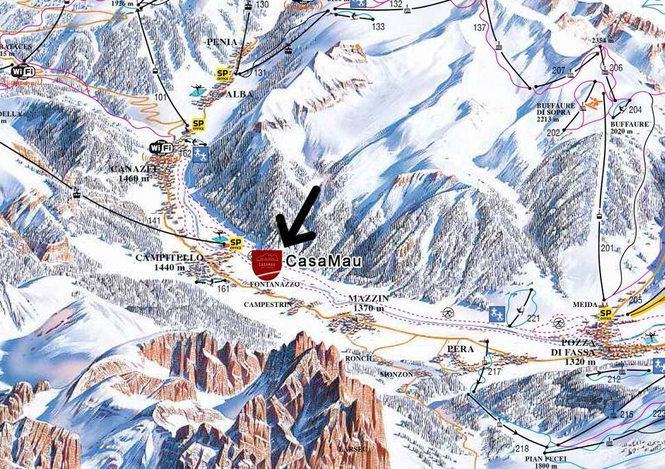 Posizione rispetto alle piste da discesa e gli impianti di risalita