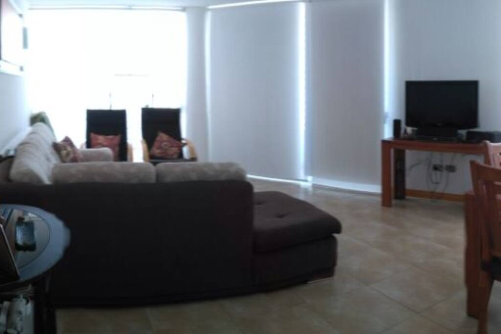 Luminoso living comedor, rodeado de ventanas