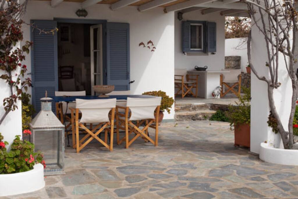 Patio in front of living room.