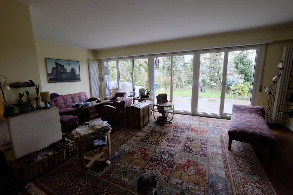 Le salon qui donne sur le jardin.