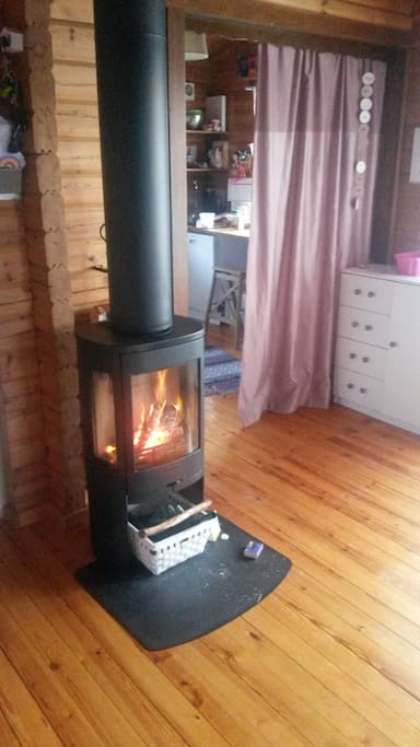 The stove gives nice heat and a cozy feeling.