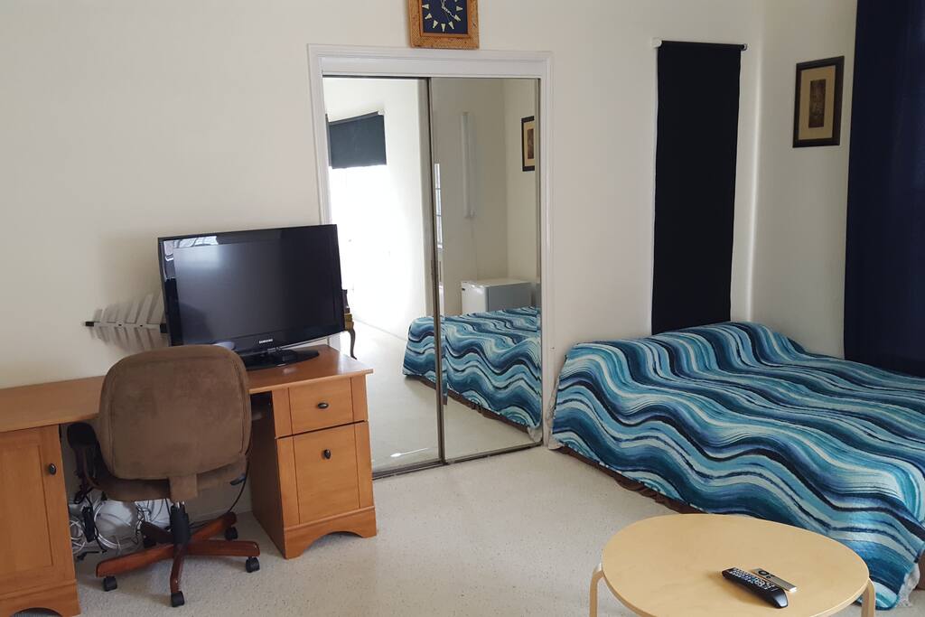 Desk and TV with Netflix