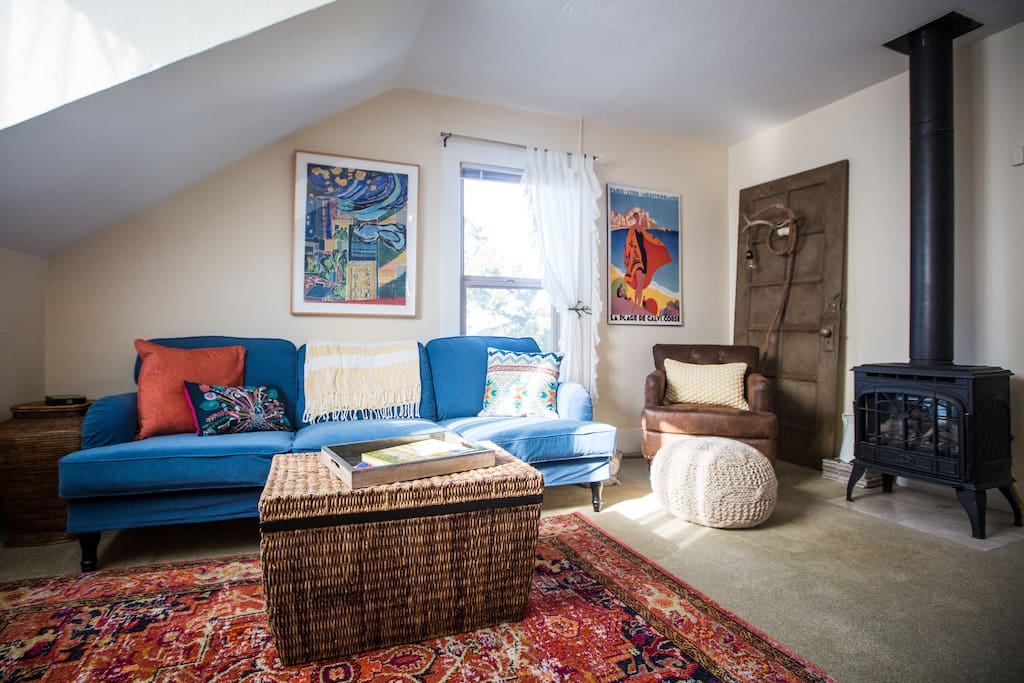Enter the comfortable living room with plenty of seating for everyone