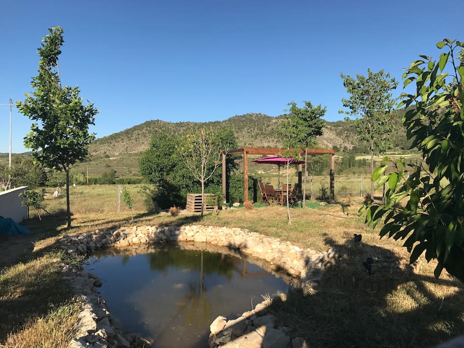 Estanque con zona chill-out