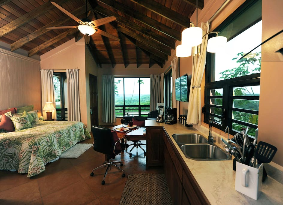 Gorgeous local hardwoods from cabinets and doors to the high ceiling.
