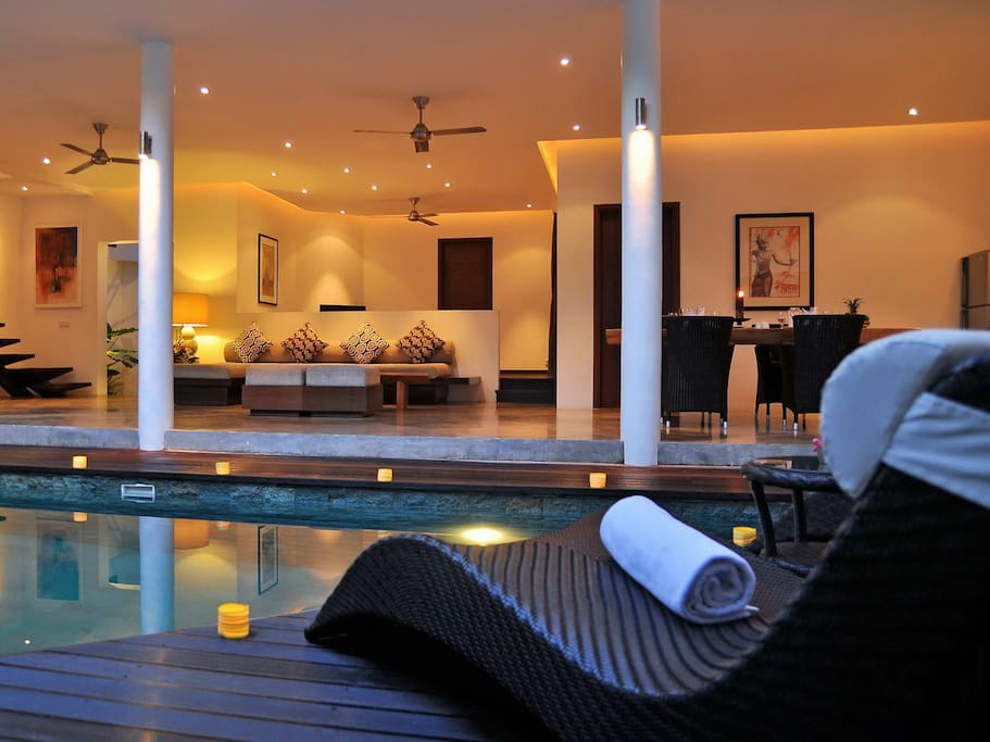 Pool with outdoor living room